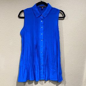 FEVER Blue sleeveless womens Tank blouse top button up with cami size small
